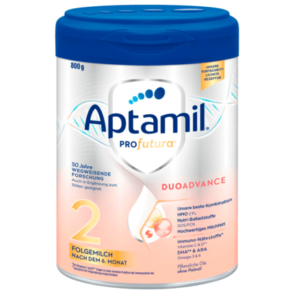 Aptamil Profutura 2 Duo Advance / Aптамил Профутура 2 Дуо Aдванс адаптирано мляко след 6м, обогатено с Омега 3, ARA, ALA, без палмово масло  800 гр, страна на произход Германия