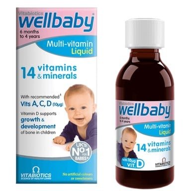 Wellbaby Vitabiotics/ Уелбейби Витабиотикс витаминен сироп, за бебета и деца 6м-4 г, 150 мл